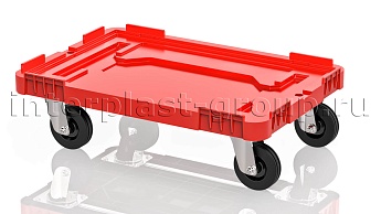 Тележка пластиковая сплошная без тормозов усиленная красная в Туапсе