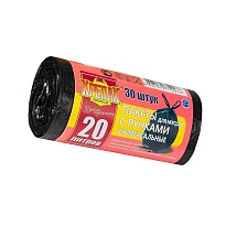 Мешки для мусора 20 л, с ручками, черные, в рулоне 30 шт., ПНД, 10 мкм, 550х440 мм, Крепак, 4607075710276 в Туапсе Мешки для мусора 20 л, с ручками, черные, в рулоне 30 шт., ПНД, 10 мкм, 550х440 мм, Крепак, 4607075710276 в Туапсе