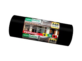 Мешки для мусора 240 л, ароматизированные, черные, в рулоне 10 шт., ПВД 45 мкм, 1300х930 мм, PREMIUM+, 24010830 в Туапсе