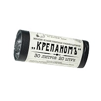 Мешки для мусора 30 л, черные, в рулоне 20 шт., ПНД, 7 мкм, 560х440 мм, Крепаномъ, 4607075710580 в Туапсе