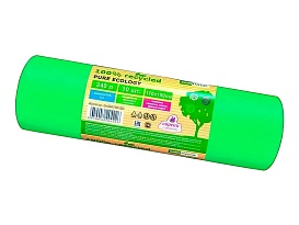 Мешки для мусора 240 л, ароматизированные, биоразлагаемые, зеленые, в рулоне 10 шт., ПВД 40 мкм, 1500х1100 мм, PURE ECOLOGY, bio24010120 в Туапсе Мешки для мусора 240 л, ароматизированные, биоразлагаемые, зеленые, в рулоне 10 шт., ПВД 40 мкм, 1500х1100 мм, PURE ECOLOGY, bio24010120 в Туапсе
