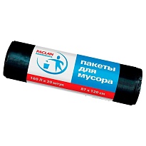Мешки для мусора 160 л, черные, в рулоне 20 шт., ПВД, 30 мкм, 1200х870 мм, PACLAN Professional, 604082 в Туапсе Мешки для мусора 160 л, черные, в рулоне 20 шт., ПВД, 30 мкм, 1200х870 мм, PACLAN Professional, 604082 в Туапсе