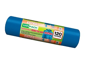 Мешки для мусора 120 л, синие, в рулоне 10 шт., ПНД, 14 мкм, 1100х700 мм, EXTRA, ex1201802 в Туапсе Мешки для мусора 120 л, синие, в рулоне 10 шт., ПНД, 14 мкм, 1100х700 мм, EXTRA, ex1201802 в Туапсе