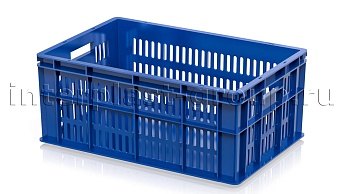 Ящик для молока, мяса, овощей и фруктов большая перфорация дно сплошное синий в Туапсе