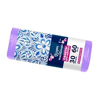 Мешки для мусора 30 л, сиреневые, в рулоне 60 шт., ПНД, 6 мкм, 560х480 мм, Узоры Чистоты, МУ4251 (МН 30-60сир) в Туапсе