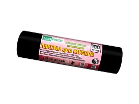 Мешки для мусора 180 л, ароматизированные, черные, в рулоне 10 шт., ПВД, 50 мкм, 1100х930 мм, EXTRA black, 18008301 в Туапсе