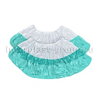 Бахилы бело-бирюзовые 1000 шт (500 пар), 48 мкм, двойная подошва, с одной резинкой, Эконом+ в Туапсе