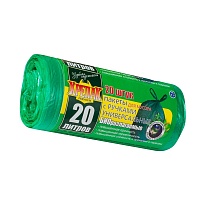 Мешки для мусора 20 л, биоразлагаемые, с ручками, черные, в рулоне 30 шт., ПНД, 10 мкм, 550х440 мм, Крепак, 4607075710047 в Туапсе