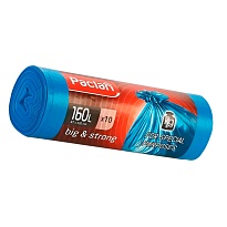 Мешки для мусора 160 л, синие, в рулоне 10 шт., ПВД, 21 мкм, 1200х870 мм, PACLAN Big&Strong, 604075 в Туапсе