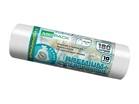 Мешки для мусора 180 л, ароматизированные, белые, в рулоне 10 шт., ПВД, 35 мкм, 1100х930 мм, PREMIUM+, 180105302 в Туапсе