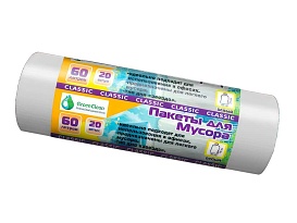 Мешки для мусора 60 л, белые, в рулоне 20 шт., ПНД, 7 мкм, 700х600 мм, MIRPACK Classik, 602052 в Туапсе