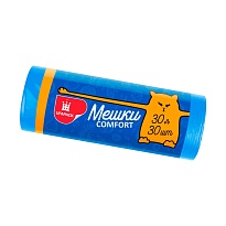 Мешки для мусора 30 л, синие, в рулоне 30 шт., ПНД, 7 мкм, 560х480 мм, Comfort, М0031 (МН 30-30с) в Туапсе