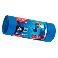 Мешки для мусора 160 л, с ушками, синие, в рулоне 10 шт., ПВД, 30 мкм, 1250х900 мм, PACLAN Multitop, 604064 в Туапсе
