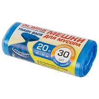 Мешки для мусора 20 л, синие, в рулоне 30 шт., ПНД, 8 мкм, 500х450 мм, LAIMA, 607682 в Туапсе