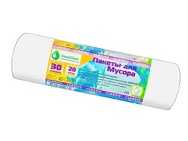 Мешки для мусора 30 л, белые, в рулоне 20 шт., ПНД, 7 мкм, 600х500 мм, MIRPACK Classik, 302042 в Туапсе Мешки для мусора 30 л, белые, в рулоне 20 шт., ПНД, 7 мкм, 600х500 мм, MIRPACK Classik, 302042 в Туапсе