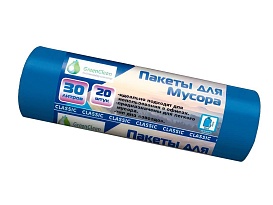 Мешки для мусора 30 л, синие, в рулоне 20 шт., ПНД, 7 мкм, 600х500 мм, MIRPACK Classik, 302041 в Туапсе