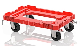 Тележка пластиковая с отверстием 2 колеса с тормозом усиленная красная в Туапсе