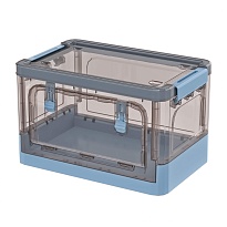 Ящик пластиковый складной прозрачный коричневый, дно синее, 360х235х230 мм, с колесиками в Туапсе