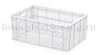 Ящик для молока, мяса, овощей и фруктов большая перфорация дно перфорированное белый в Туапсе