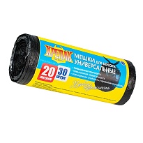 Мешки для мусора 20 л, черные, в рулоне 30 шт., ПНД, 10 мкм, 550х440 мм, Крепак, 4607075710092 в Туапсе Мешки для мусора 20 л, черные, в рулоне 30 шт., ПНД, 10 мкм, 550х440 мм, Крепак, 4607075710092 в Туапсе